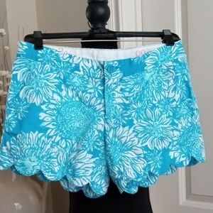 Lilly Pulitzer Turquoise Floral Print Shorts Size 00